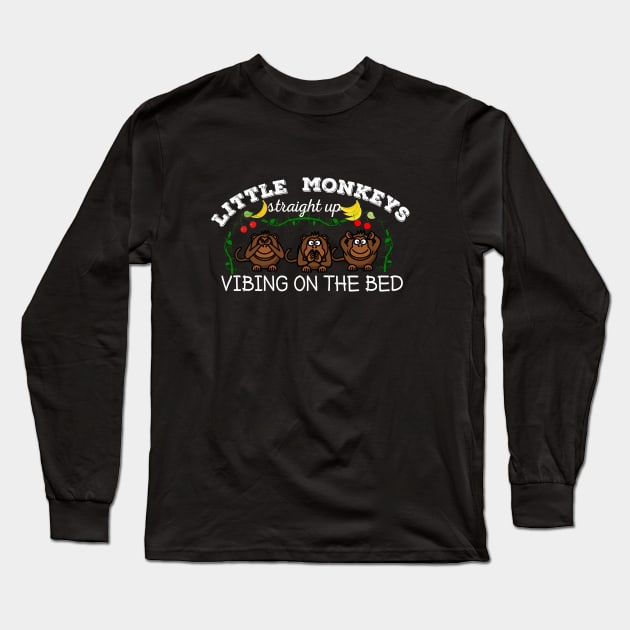 Little monkeys vibing on the bed Long Sleeve T-Shirt by Oopsie Daisy!